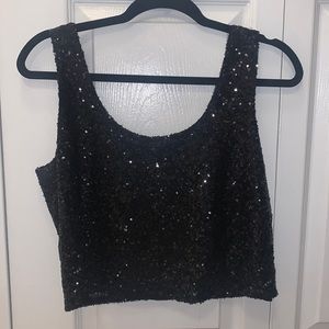SOLD Forever 21 black sequin crop top